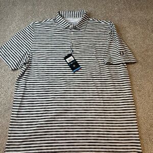 IBKUL Black and White Striped Polo Shirt